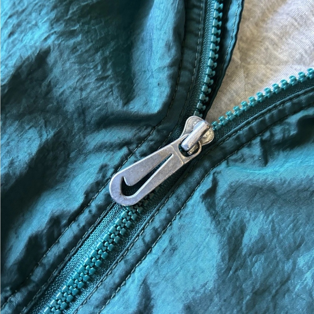 Nike Vintage Coat Men’s XL Swoosh Zip Hooded Green Embroidered JACKET Lined 90s - Picture 4 of 15